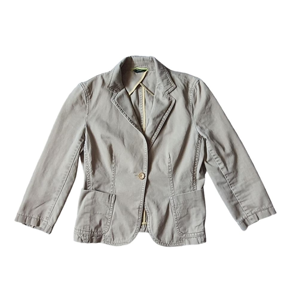J. Crew Beige Denim Jacket Womens M Business Casual Neutral Cotton